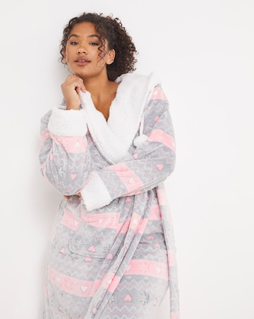 Pretty Secrets Cosy Fleece Dressing Gown With Pom Poms