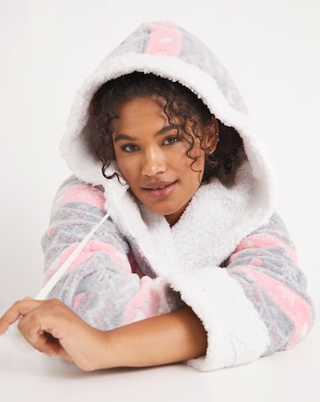 Pretty Secrets Cosy Fleece Dressing Gown With Pom Poms