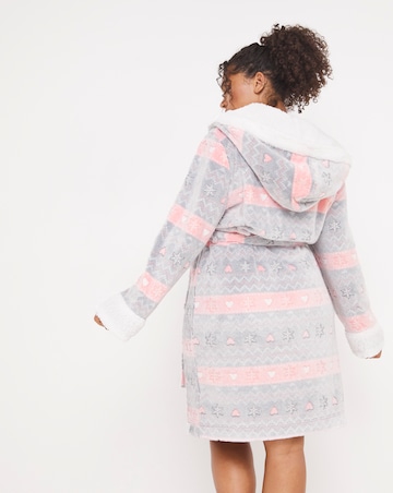 Pretty Secrets Cosy Fleece Dressing Gown With Pom Poms