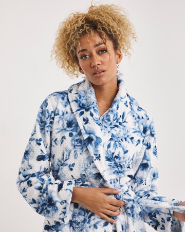 Pretty Secrets Floral Textured Fleece Dressing Gown | Simply Be
