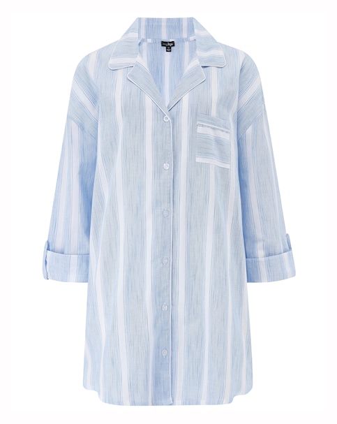 Pour Moi Woven Cotton Stripe Nightshirt - Blue/White
