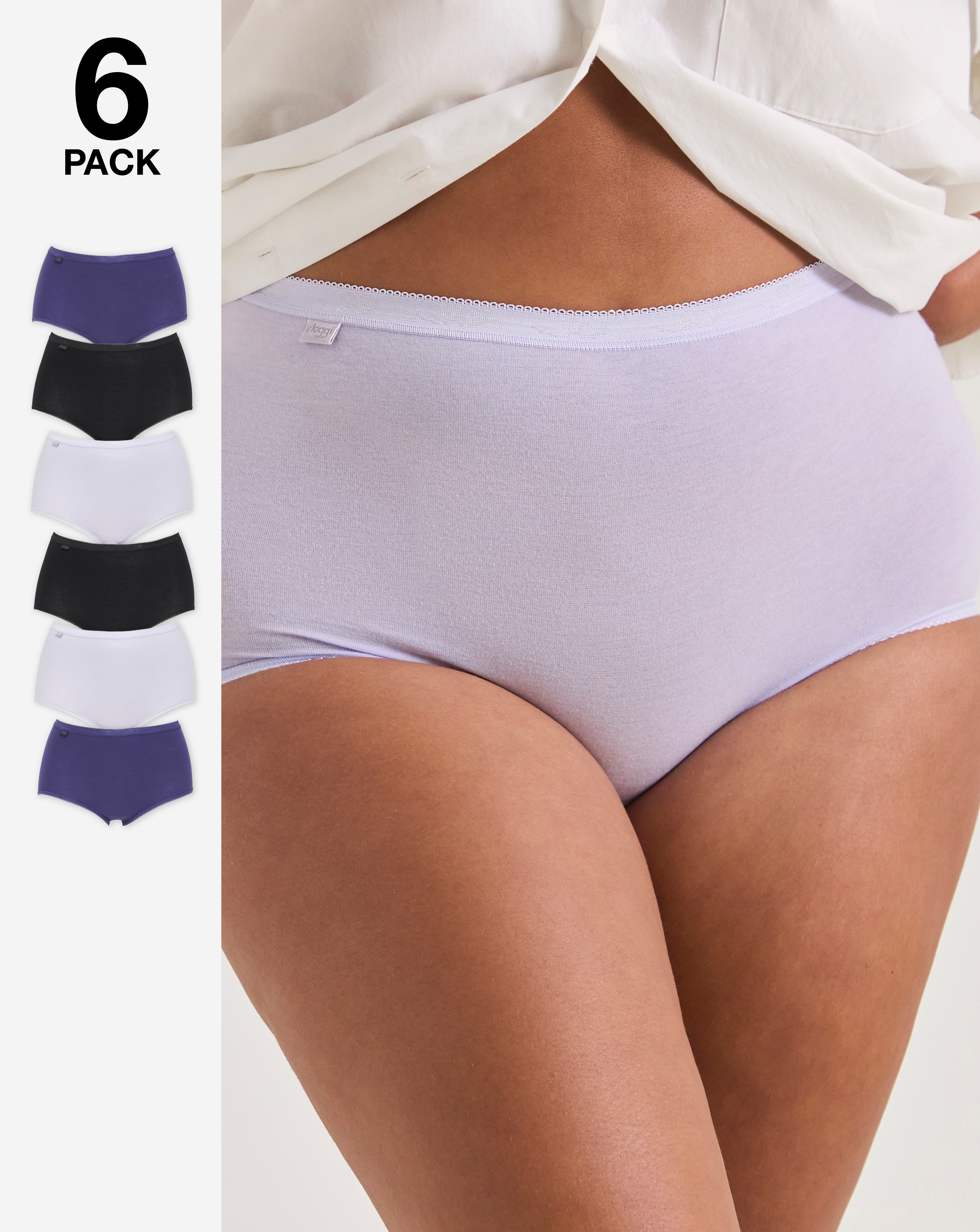 Sloggi 6Pk Basic Maxi Briefs Lilac Multi