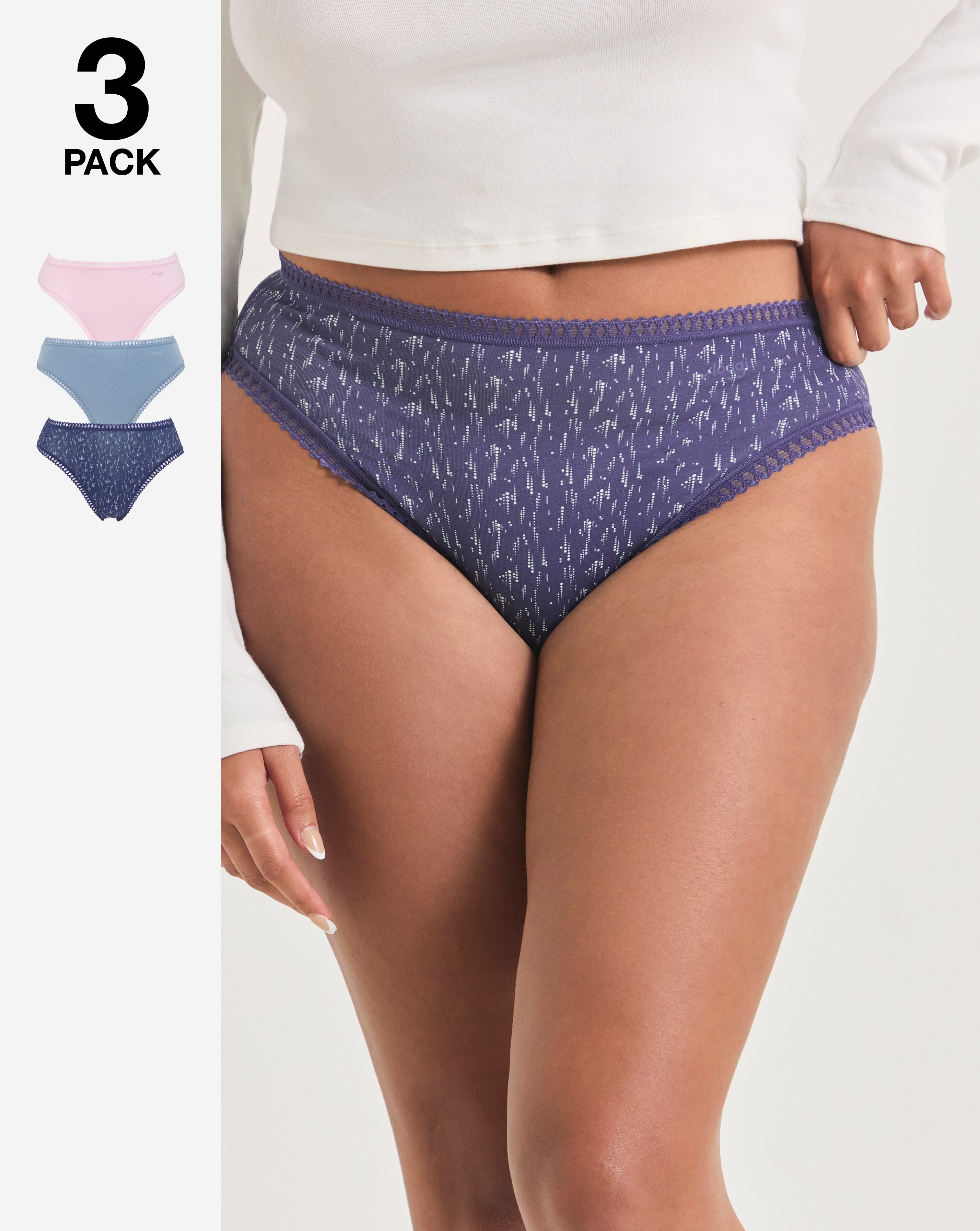 Sloggi 3Pk GoCrush Tai Knicker Navy Mix
