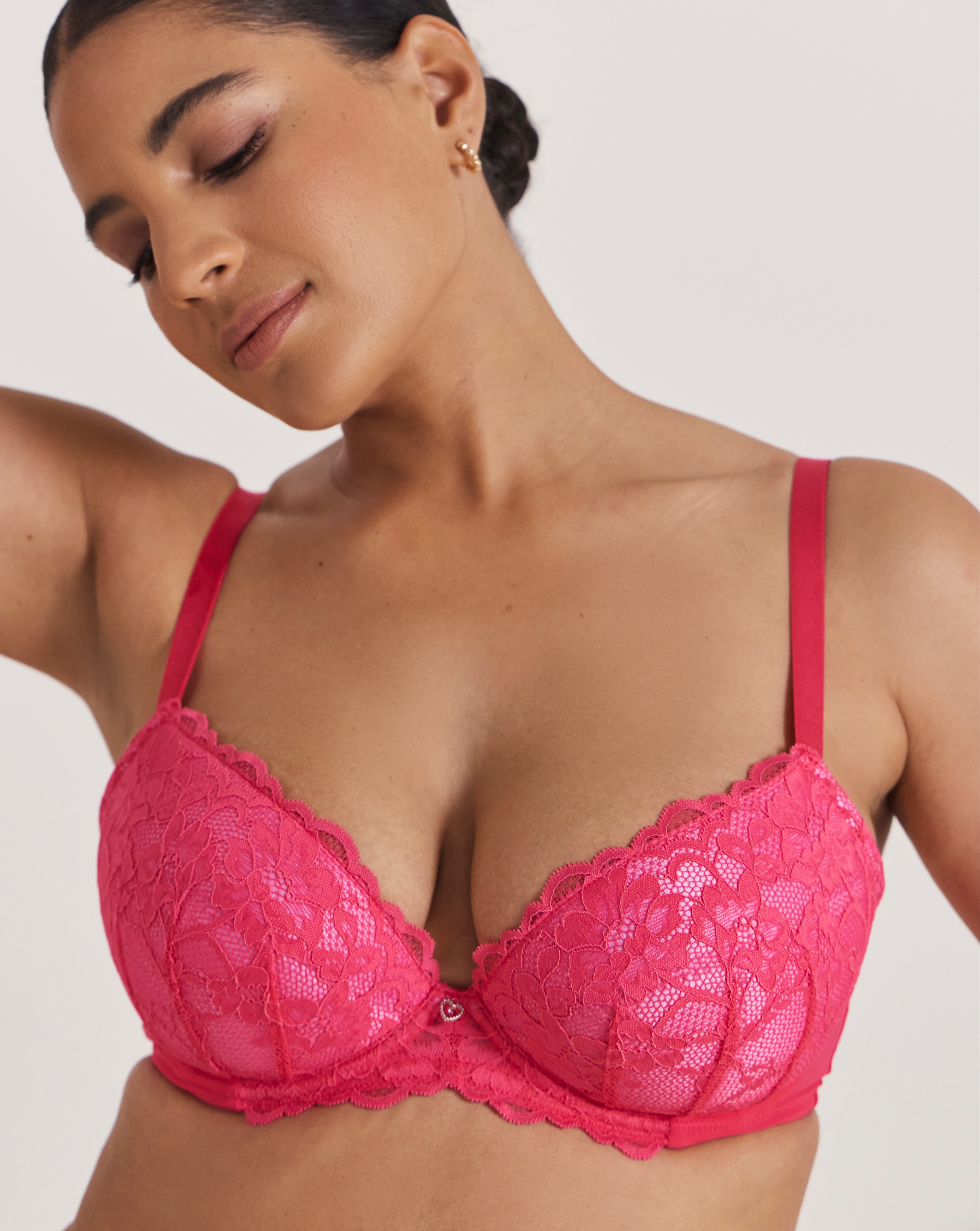 New In - Ann Summers Sexy Lace Plunge Bra DkPink
