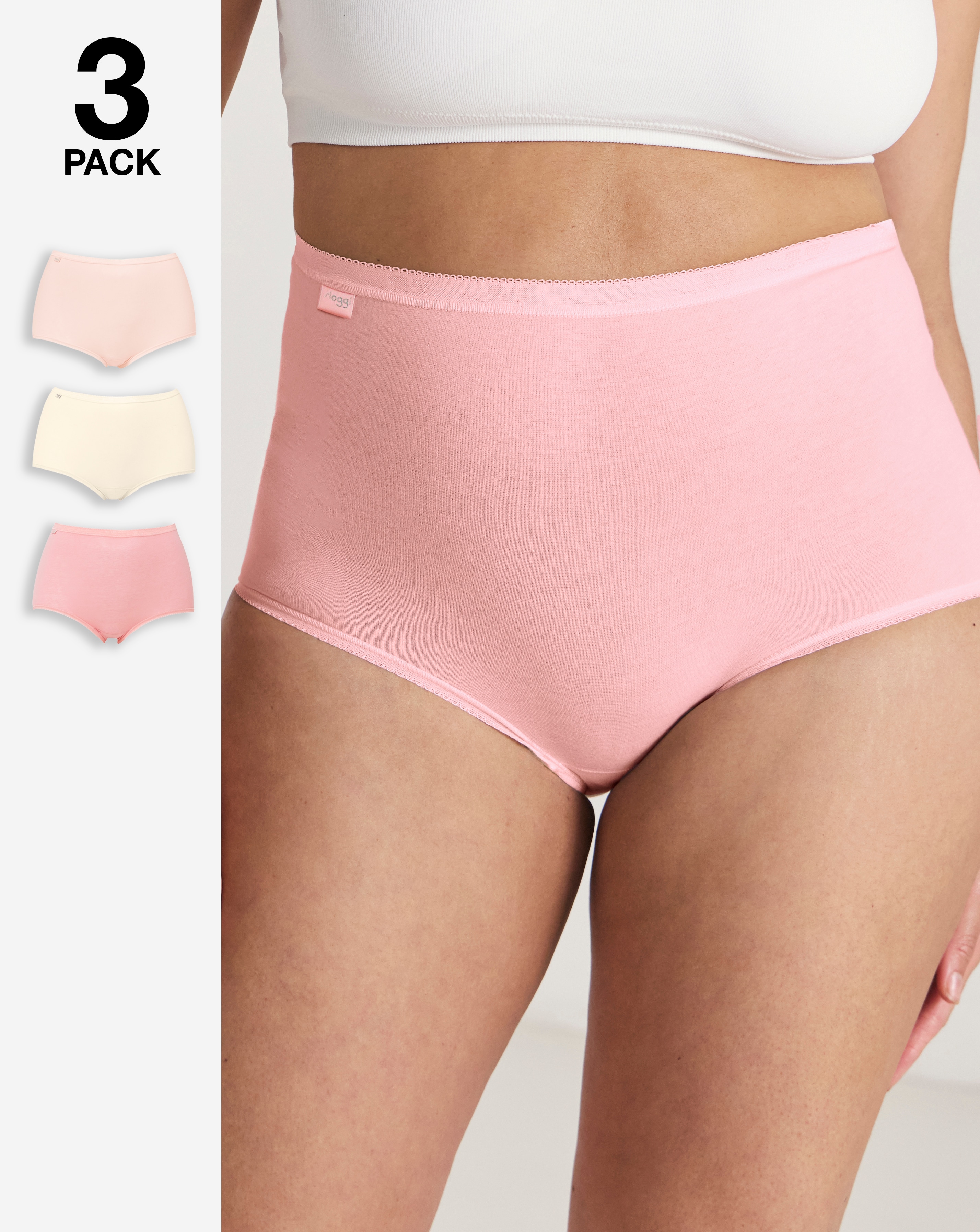 New In - Sloggi 3Pk Basic Maxi Briefs Pink Multi