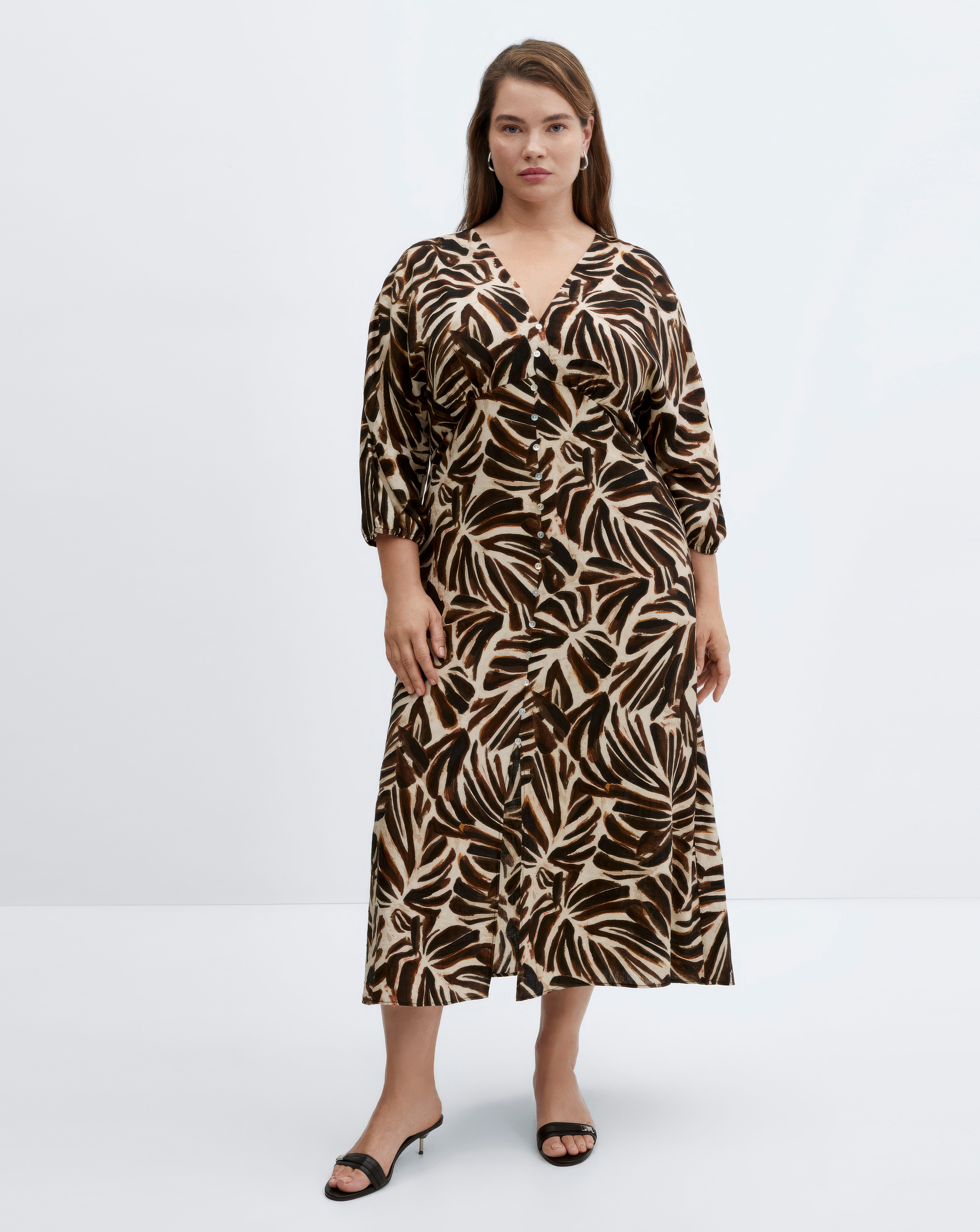 Mango Caludie V-Neck Midi Dress