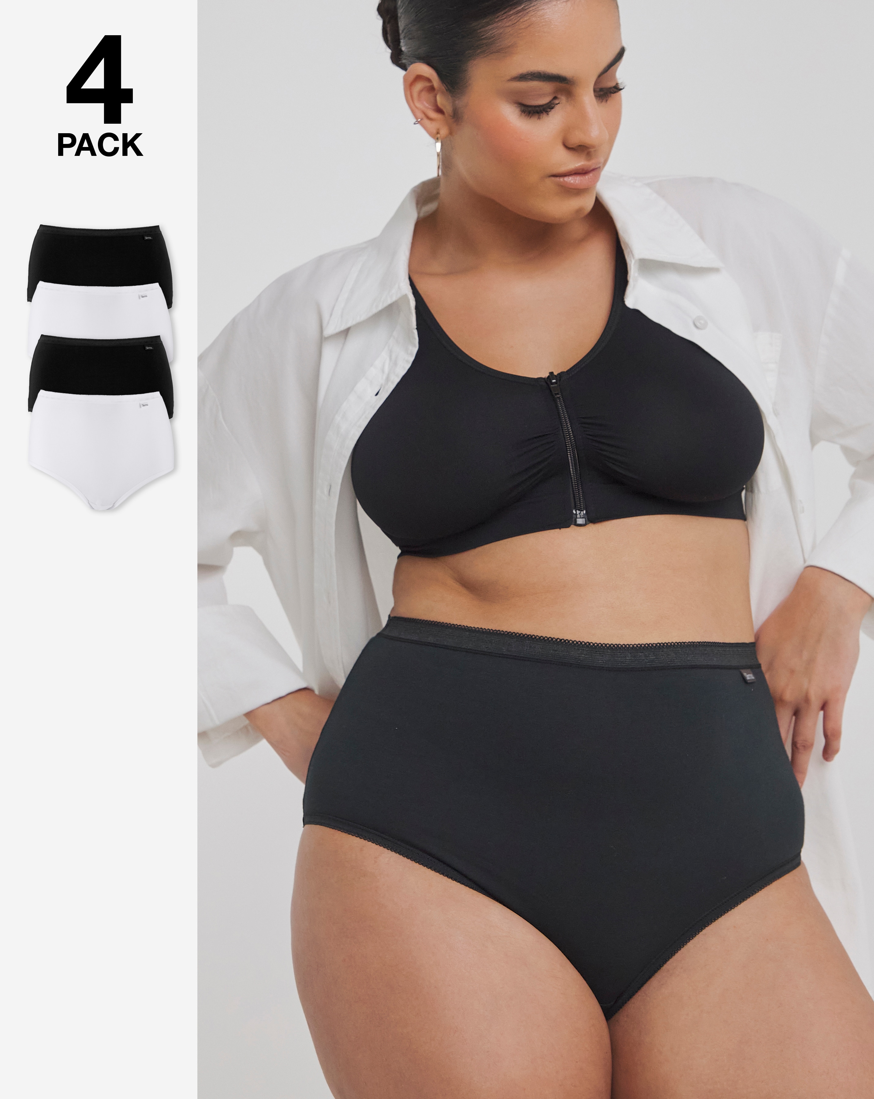 Slimma 4 Pack Full Knickers Black/White