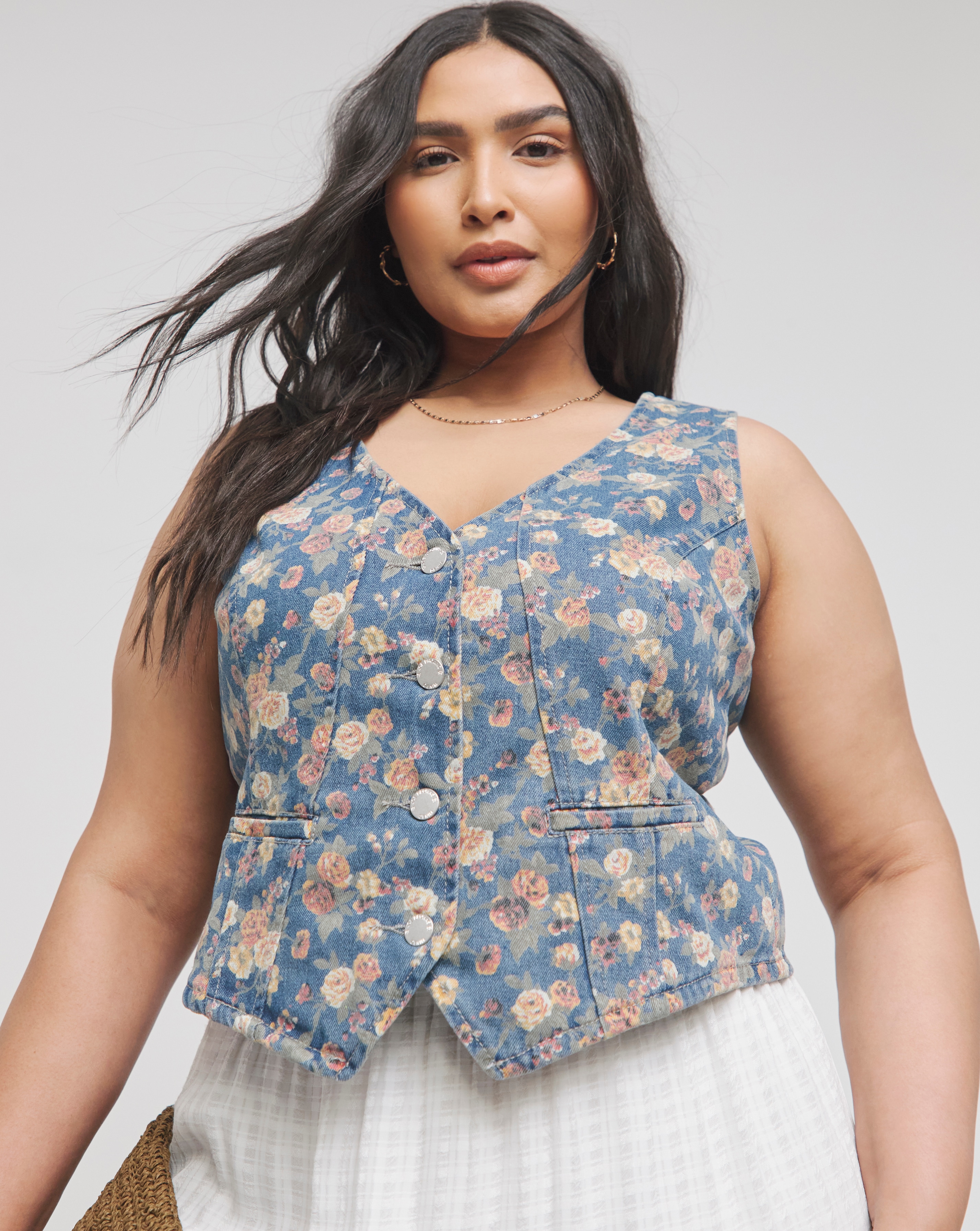 Joe Browns Floral Denim Waistcoat