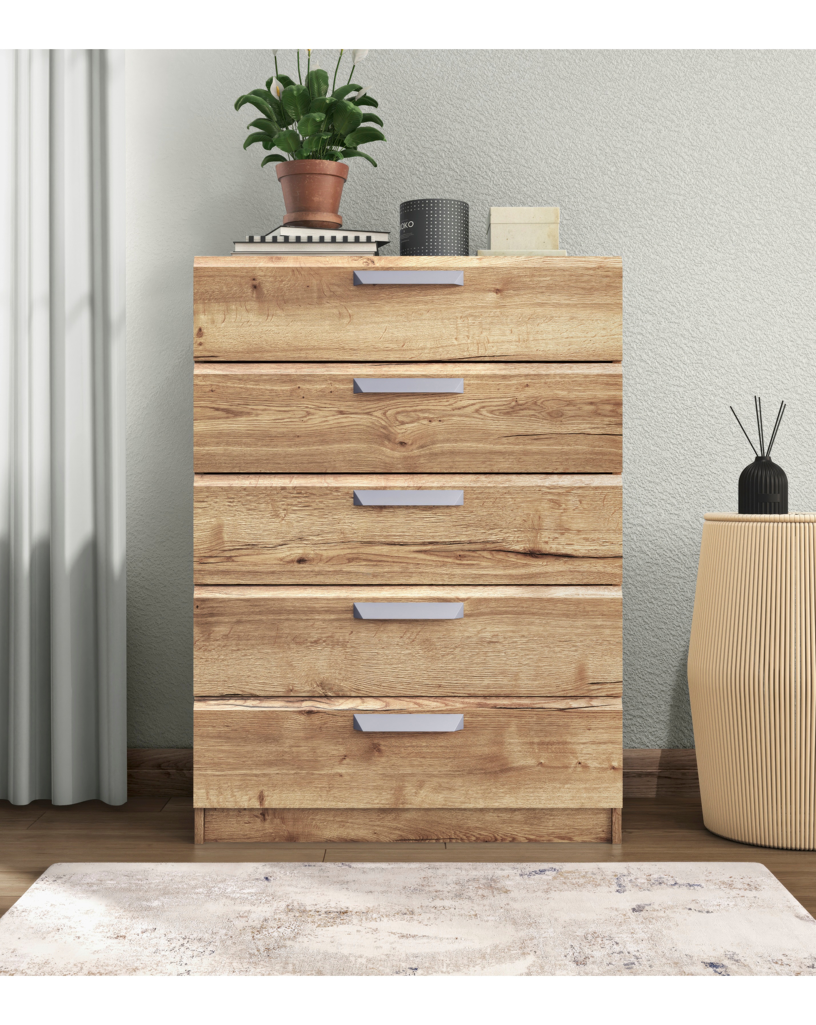 New In - Lugo Assembled 5 Drawer Wide Chest