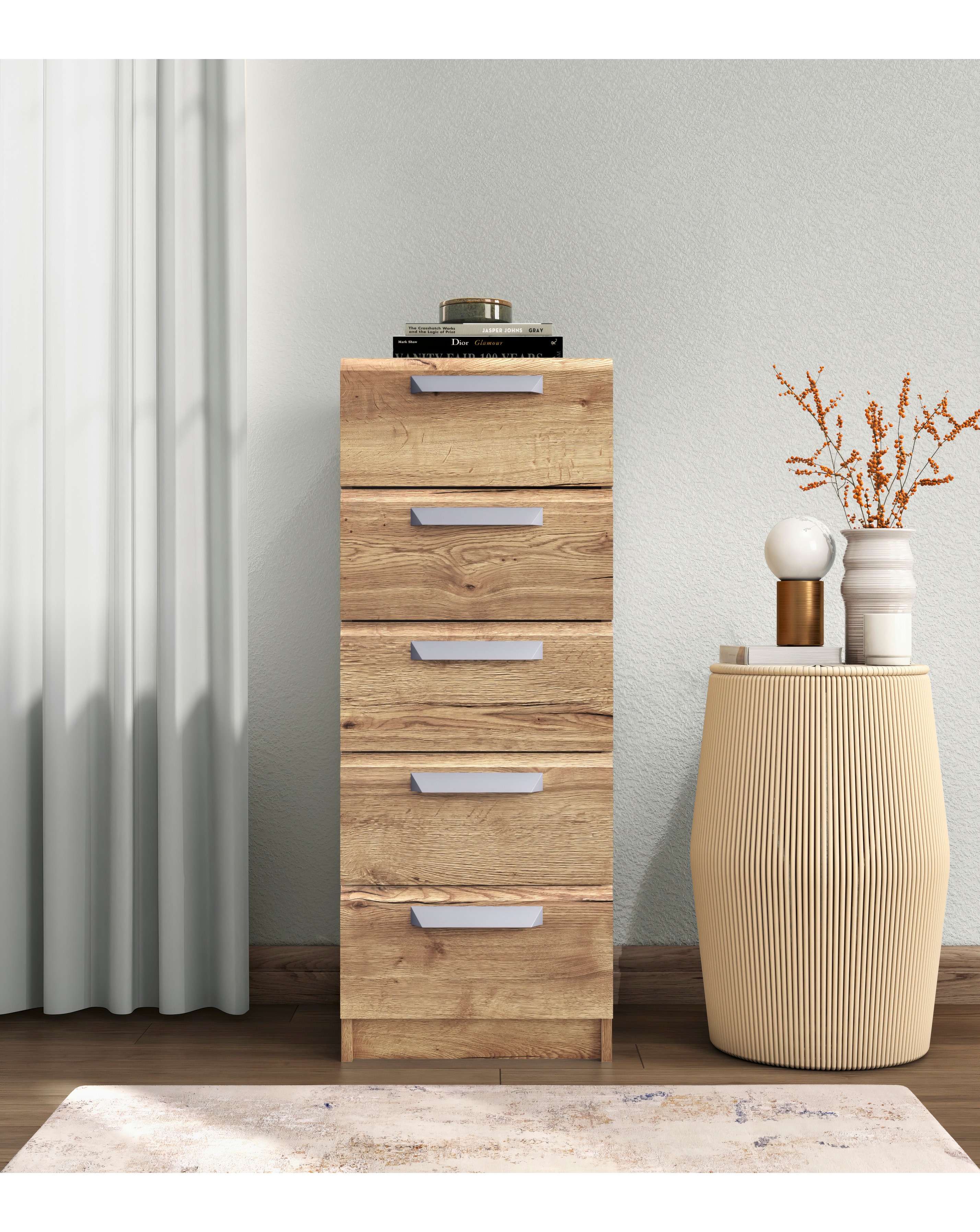 New In - Lugo Assembled 5 Drawer Tallboy Chest