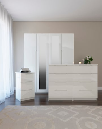 Sorrento High Gloss 3 Door Wardrobe with Mirror
