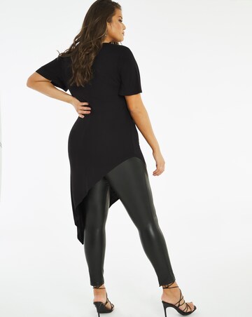 Black Angel Sleeve Asymmetric Tuck Tunic