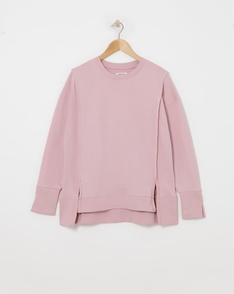 Exposed Seam Dip Back Sweatshirt