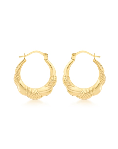 9CT Gold Patterned Scallop-Edge Earrings
