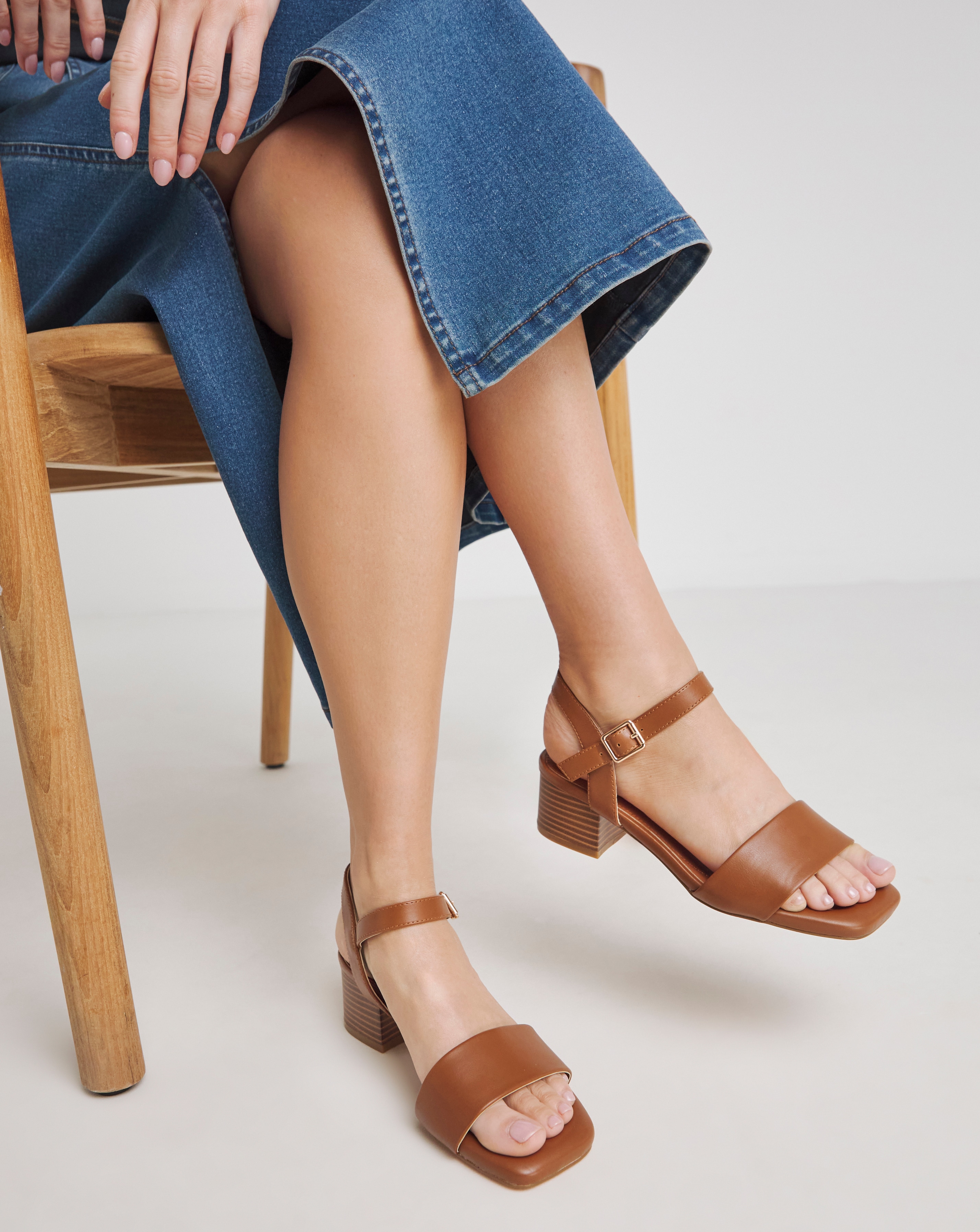 Low Block Heel Barely There Sandal Wide