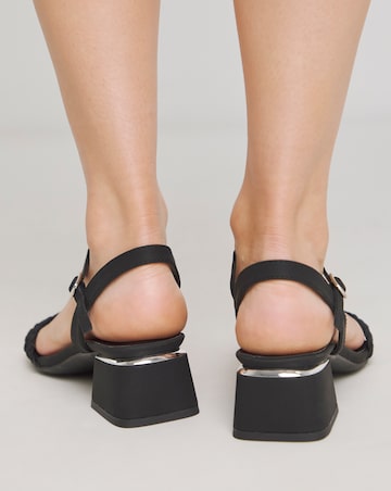 Lunar Woven Low Block Heel Sandals - Extra Wide Fit (EEE)