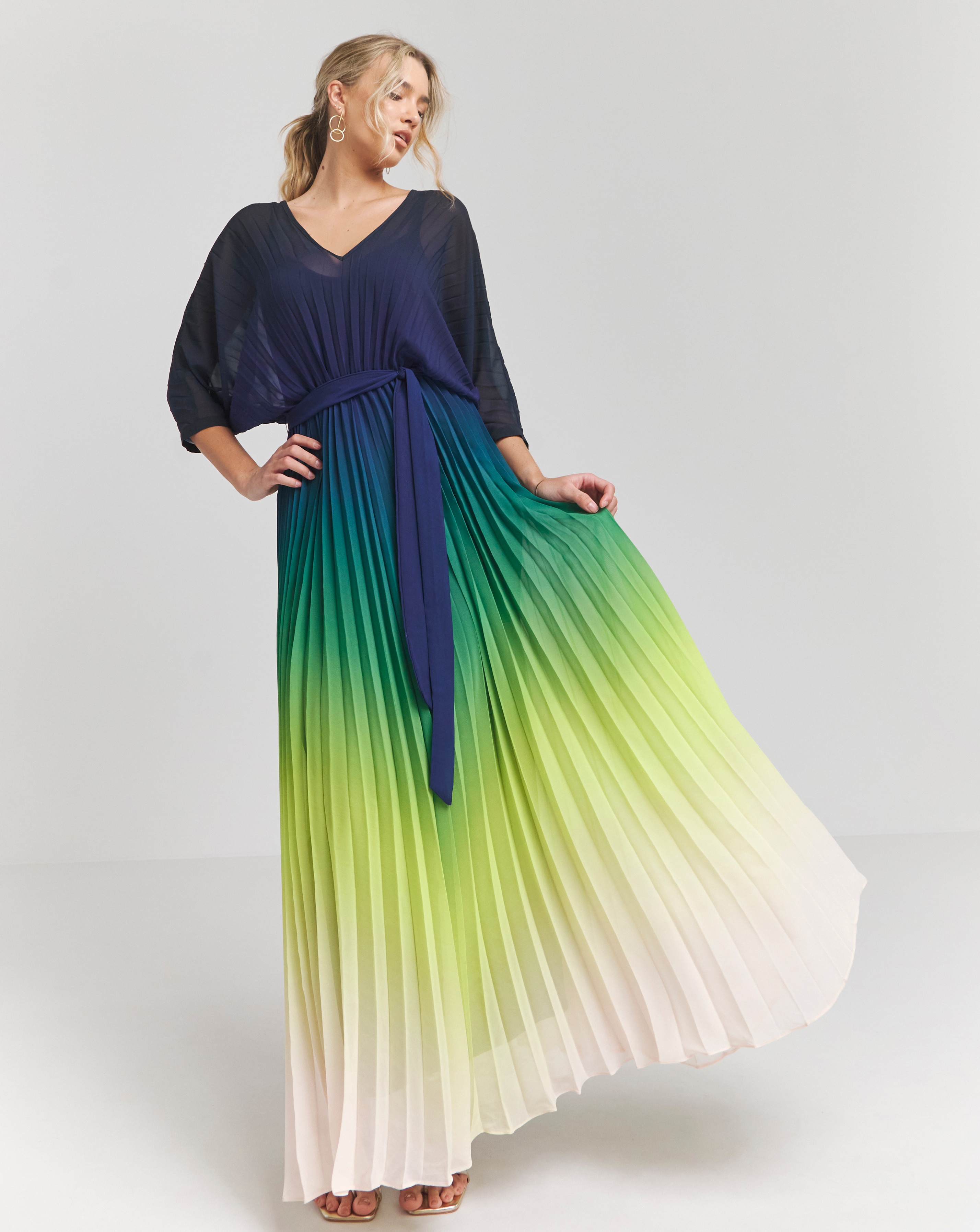 Joanna Hope Ombre Print Pleated Dress