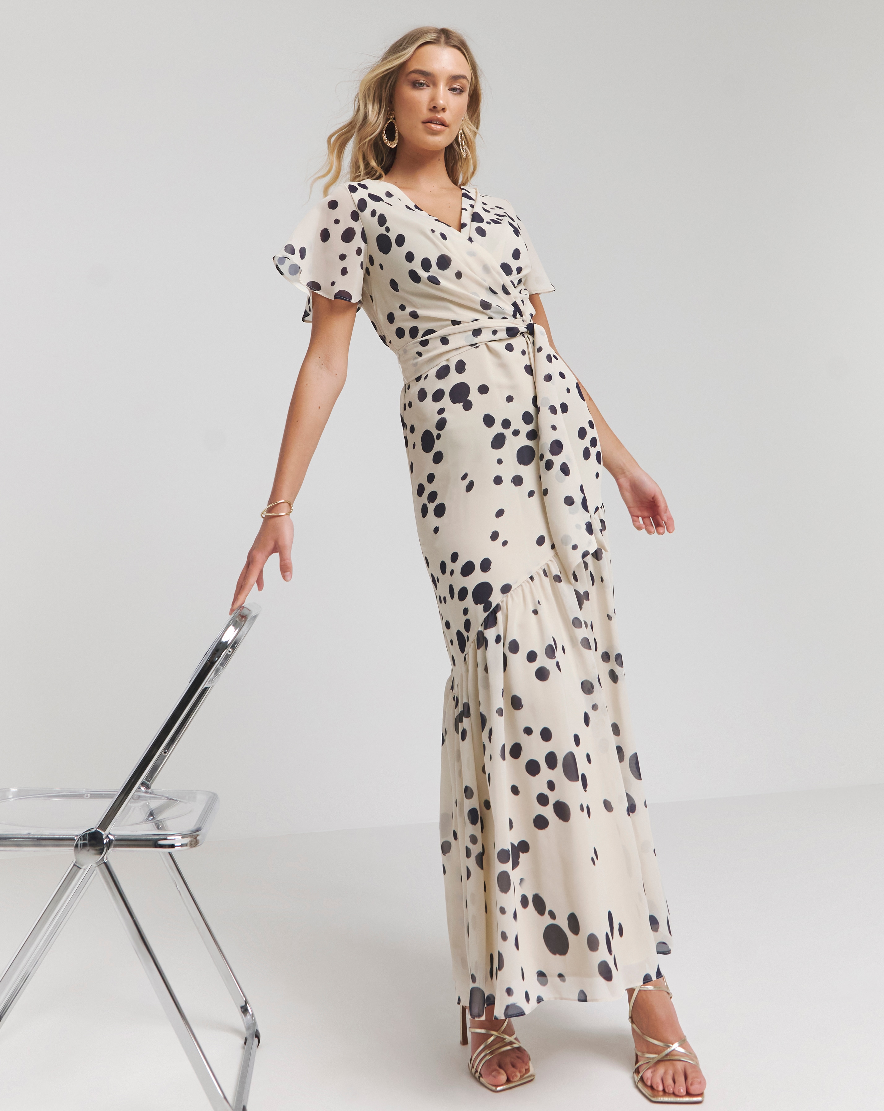 Joanna Hope Spot Wrap Maxi Dress