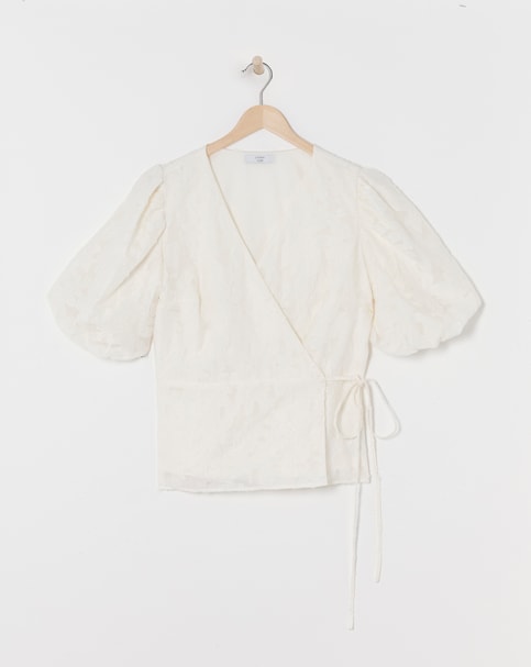 Joanna Hope Textured Wrap Blouse