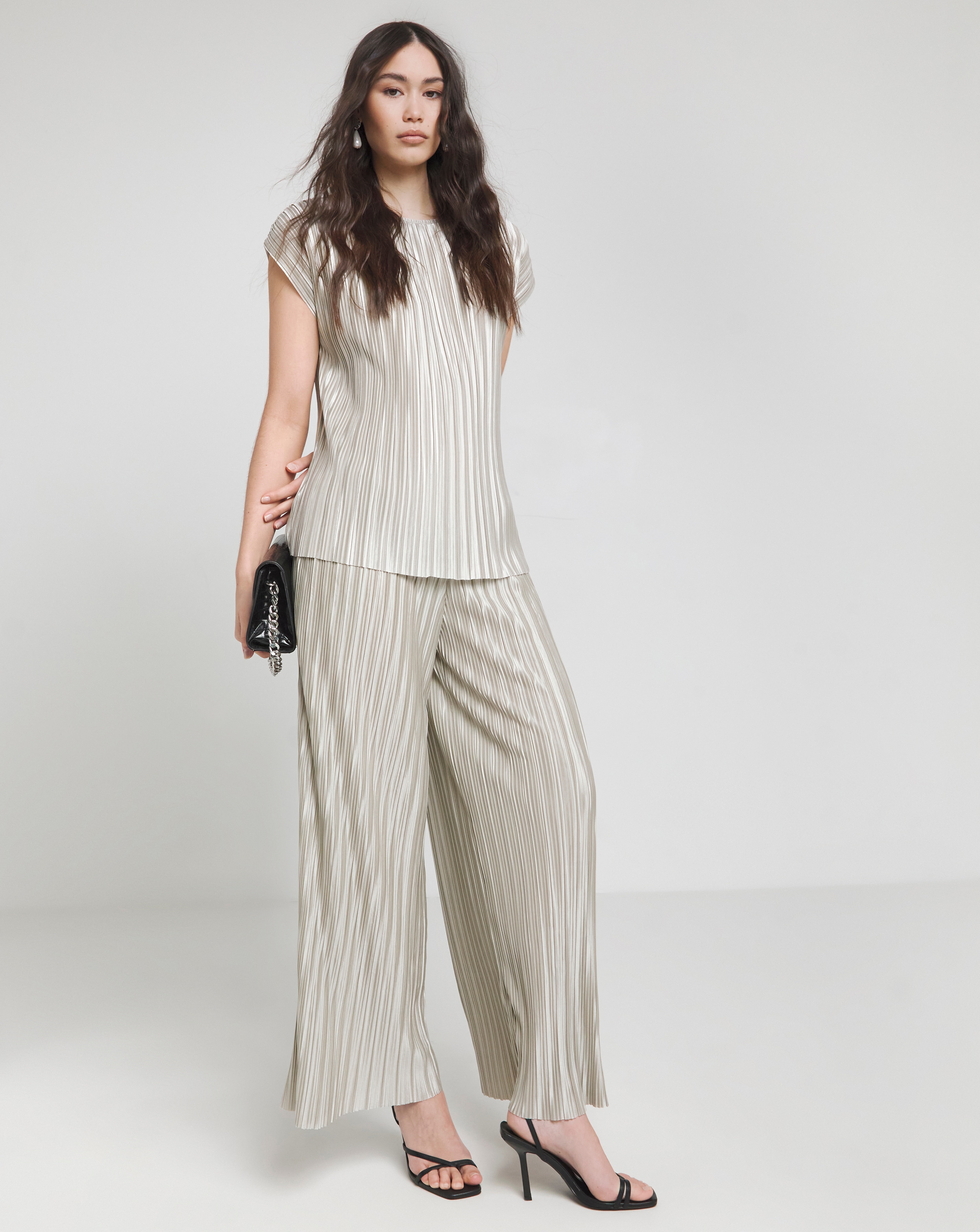 Joanna Hope Metallic Plisse Trousers