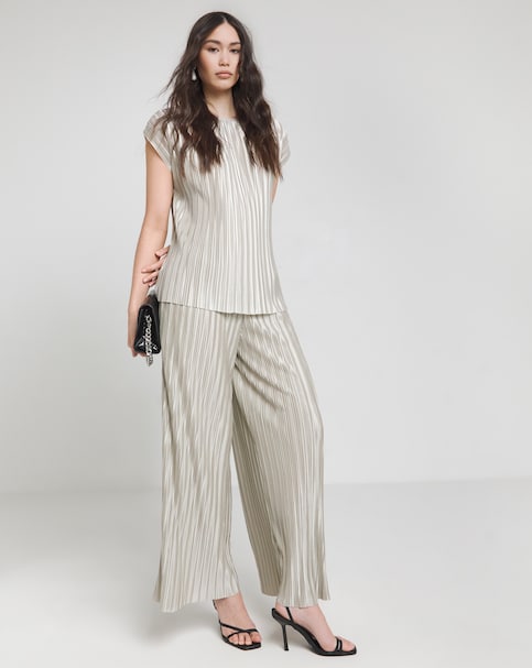 Joanna Hope Metallic Plisse Trousers