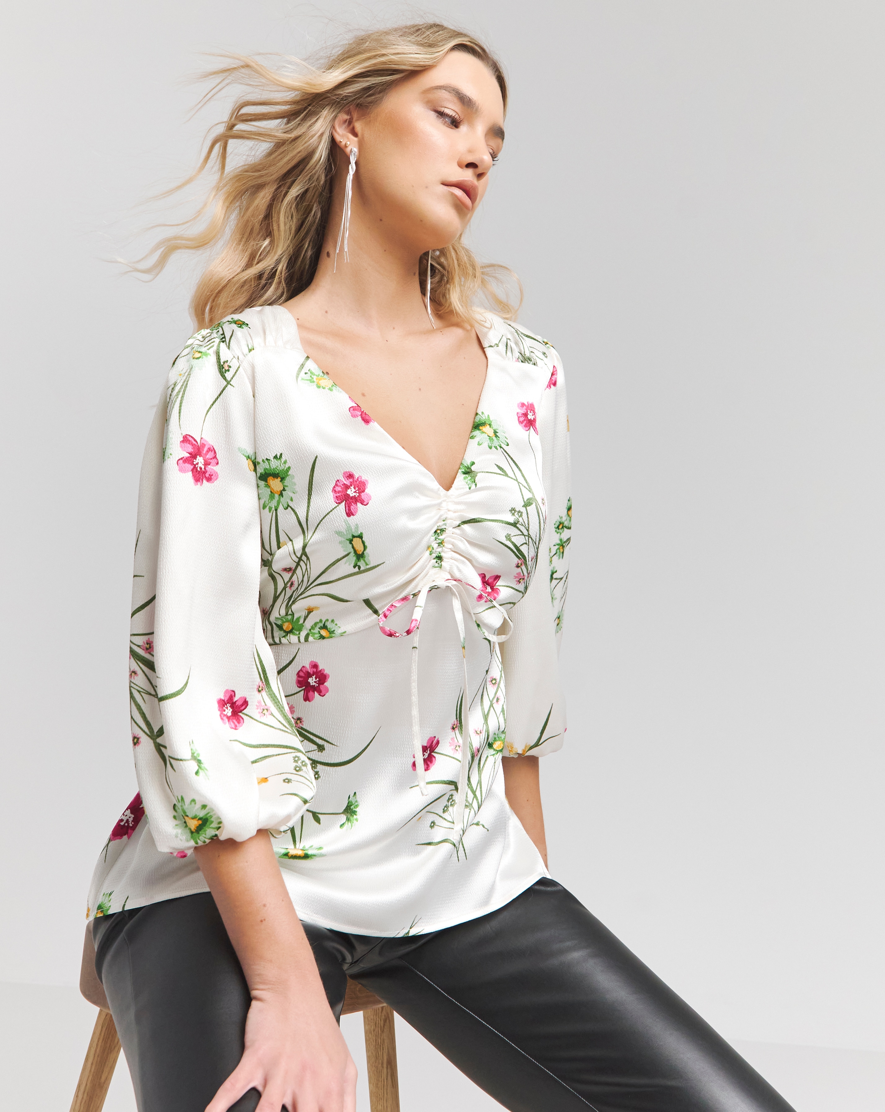 Joanna Hope Ruched Front Blouse