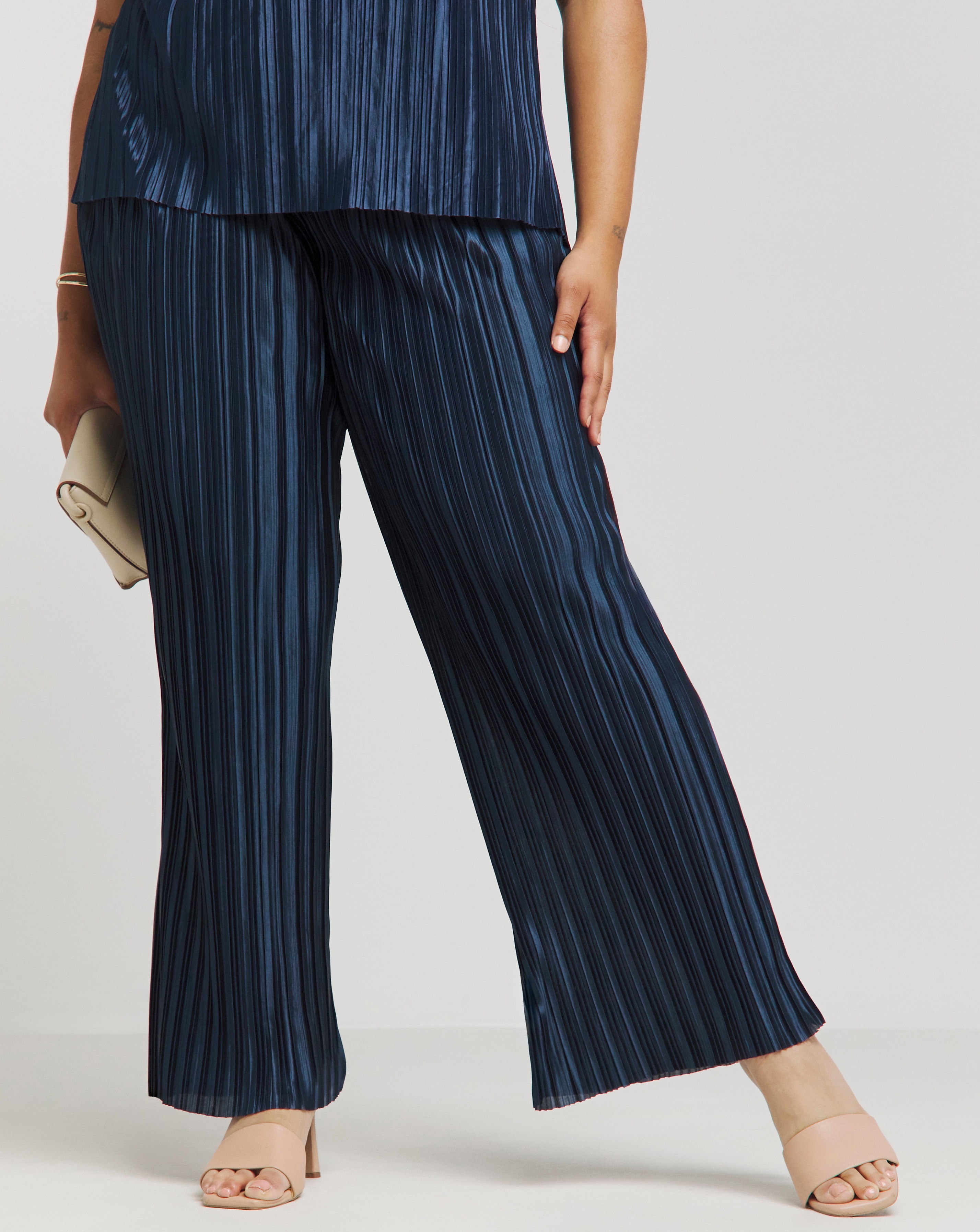 Joanna Hope Metallic Plisse Trousers