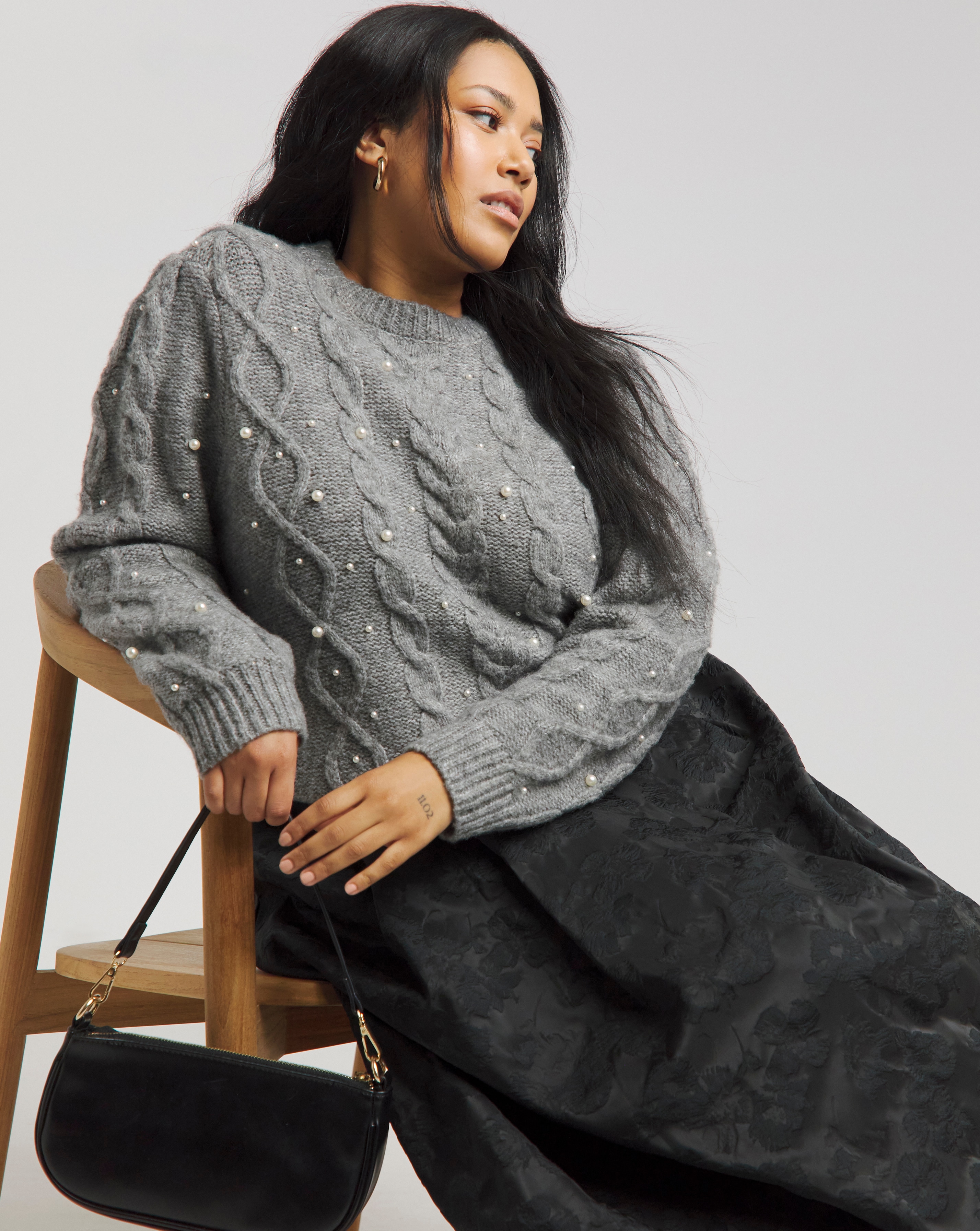 Joanna Hope Grey Pearl Knit Jumper