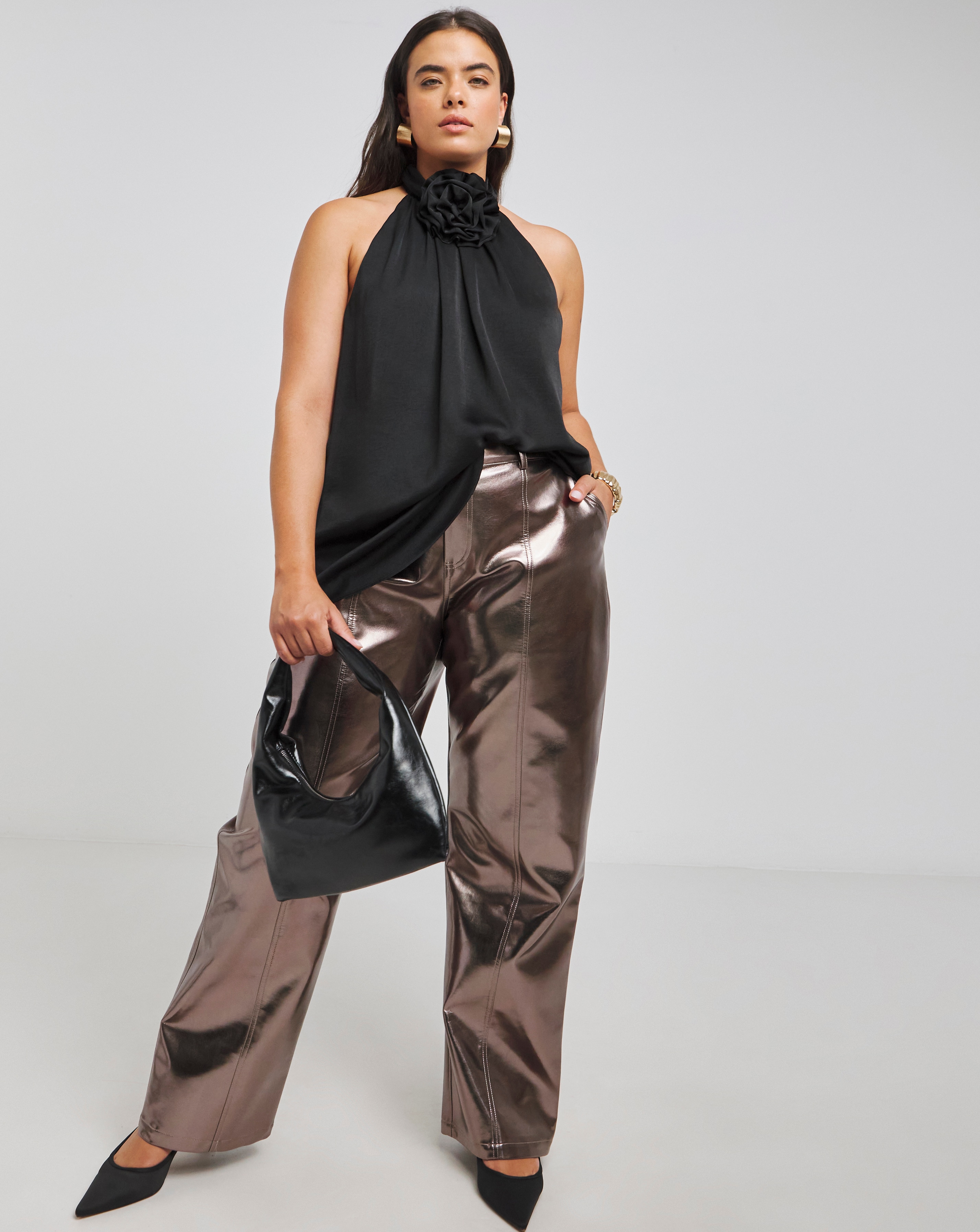 Joanna Hope Metallic PU Trousers