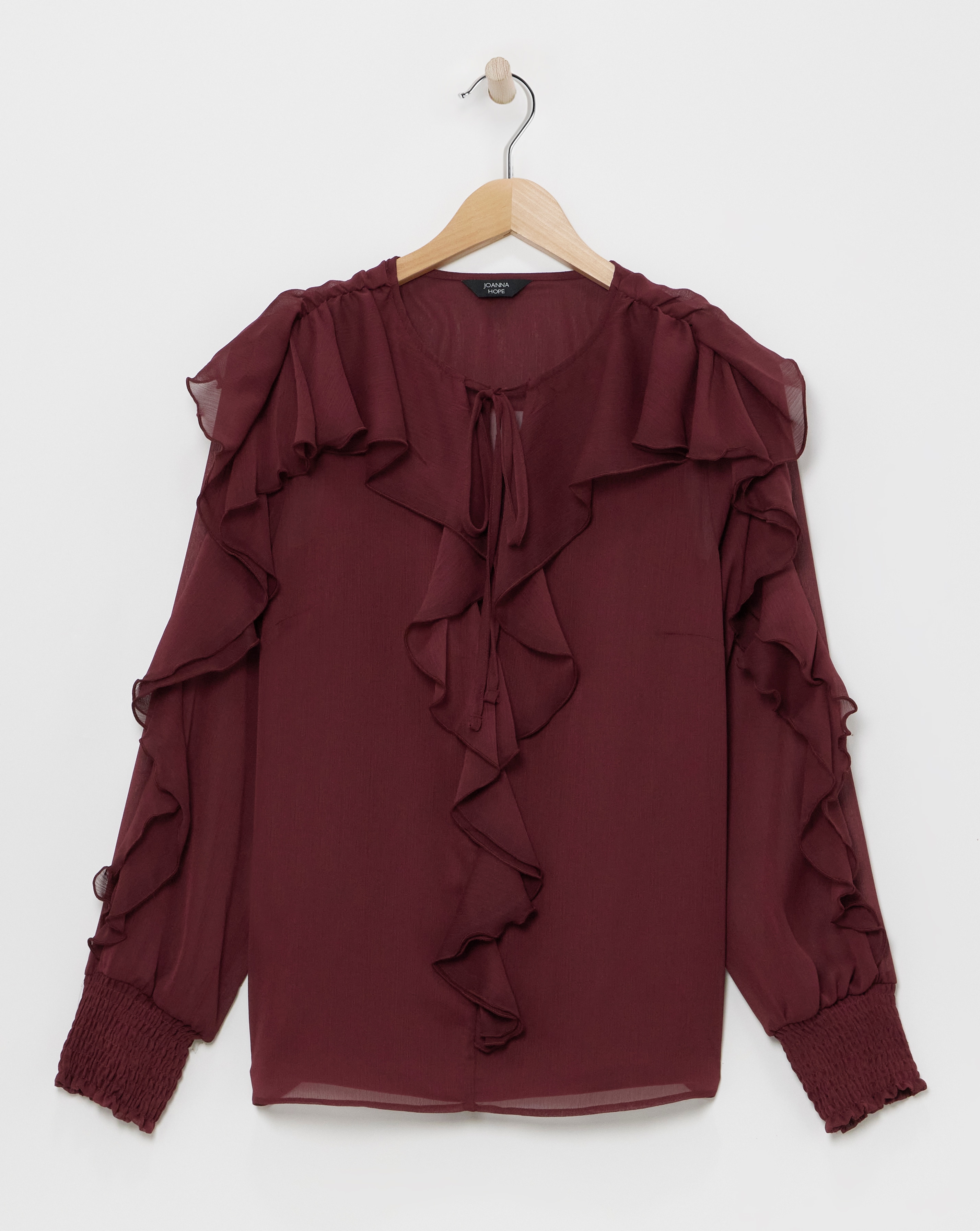 Joanna Hope Crinkle Ruffle Blouse