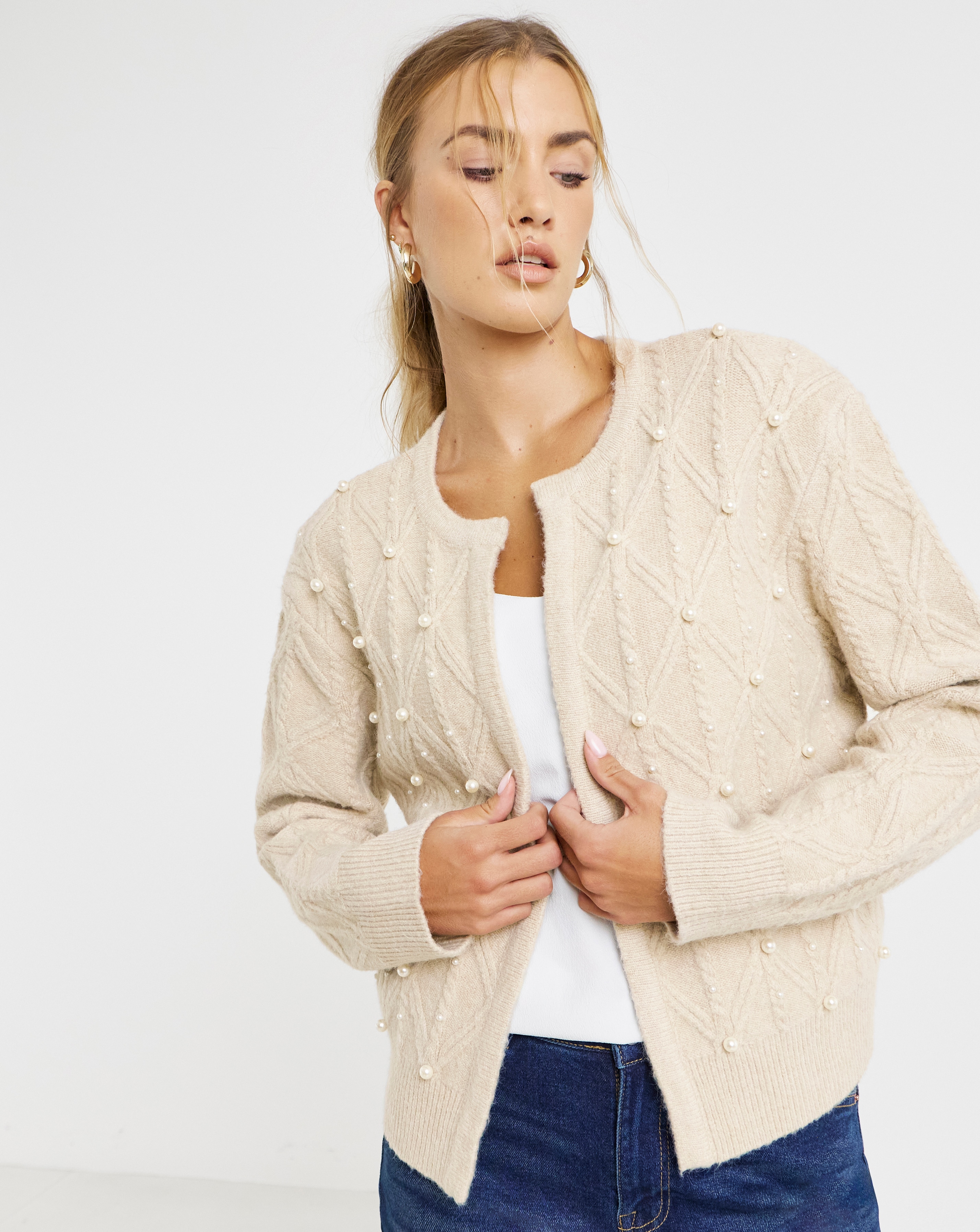Joanna Hope Embellished Knit Cardigan