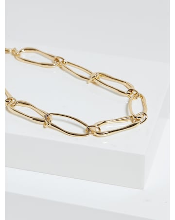 Inicio Gold Plated Polished Link Necklace - Gift Pouch