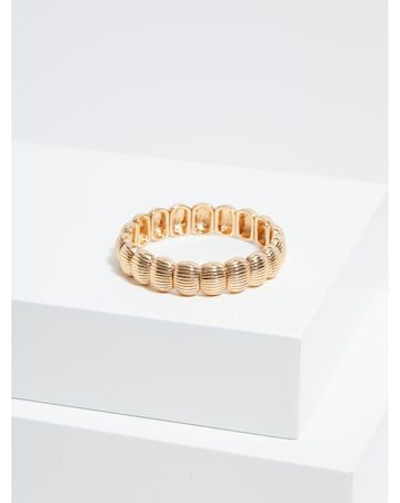 Mood Gold Polished Ridged Stretch Bracelet