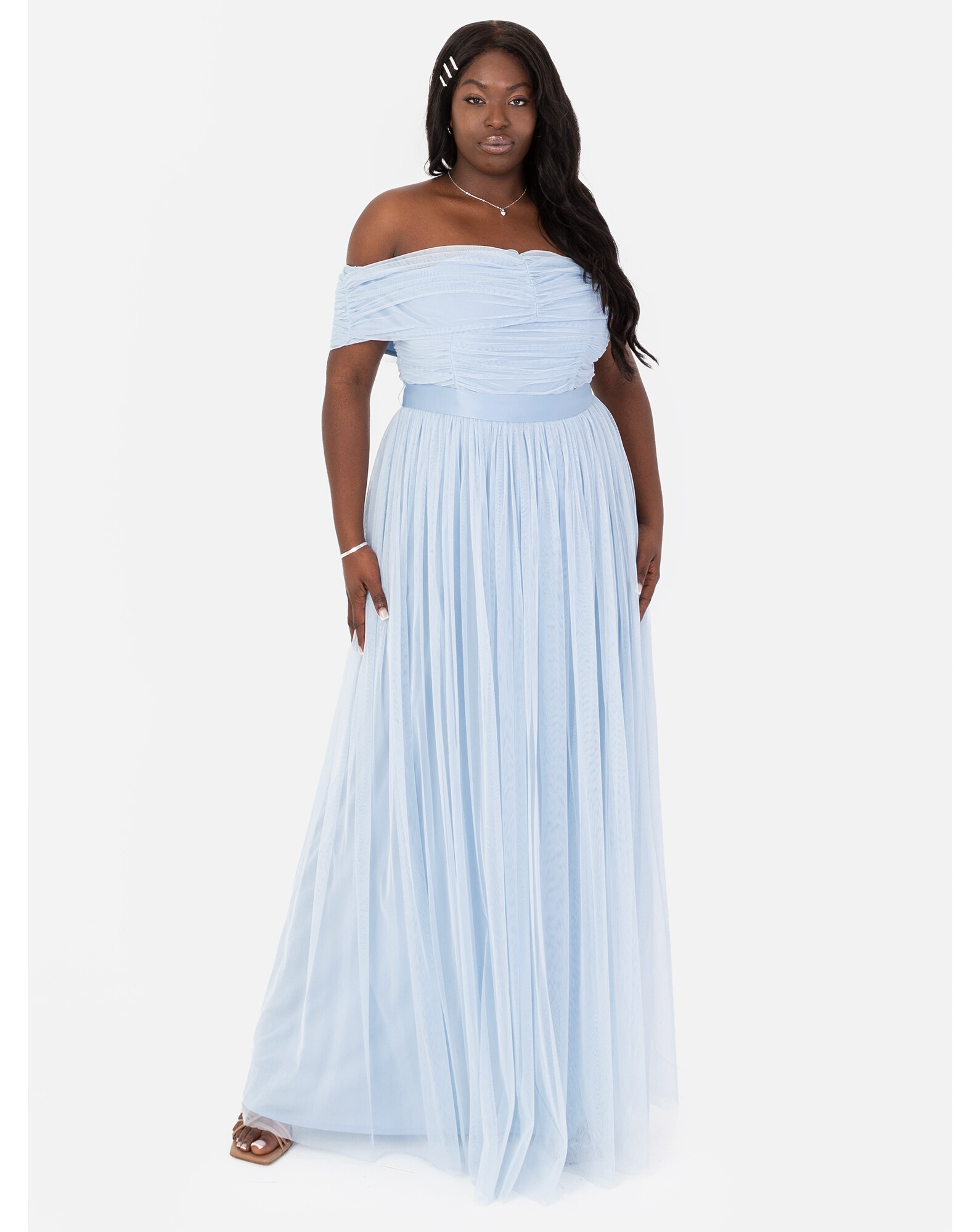Anaya With Love Blue Bardot Maxi Dress Simply Be