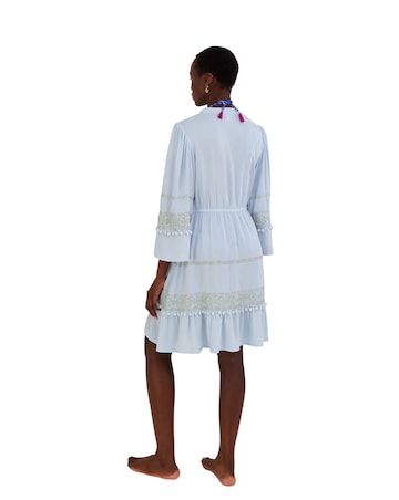 Monsoon Embroidered Pom-Pom Kaftan Dress