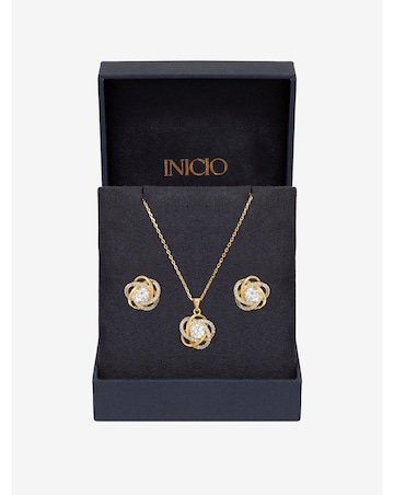 Inicio Gold Plated Cubic Zirconia Knot Set - Gift Boxed