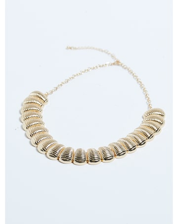 Mood Gold Polished Ridged Collar Necklace