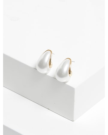 Mood Gold Pearl Dome Hoop Earrings