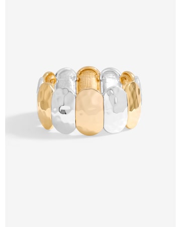 Mood Two Tone Hammered Stretch Bracelet