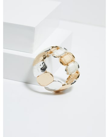 Mood Two Tone Hammered Stretch Bracelet