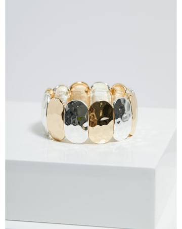 Mood Two Tone Hammered Stretch Bracelet