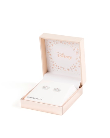 Sterling Silver Disney Princess Crown Pink Stone Set Stud Earrings
