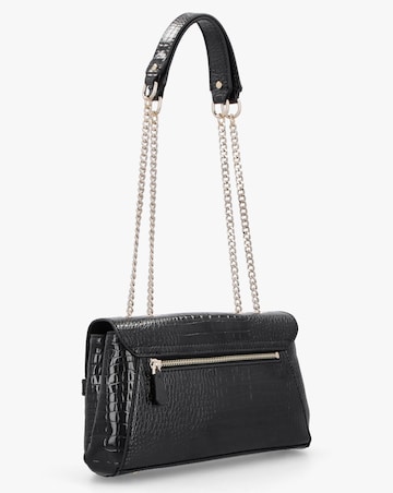 Guess Silvye Black Moc Croc Shoulder Bag