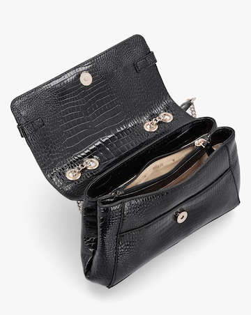 Guess Silvye Black Moc Croc Shoulder Bag