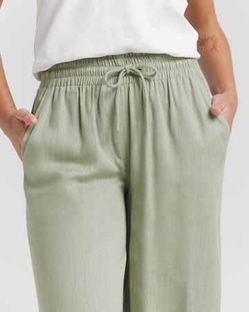 Simply Be Khaki Tie Waist Wide Leg Linen Trousers