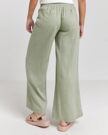 Simply Be Khaki Tie Waist Wide Leg Linen Trousers