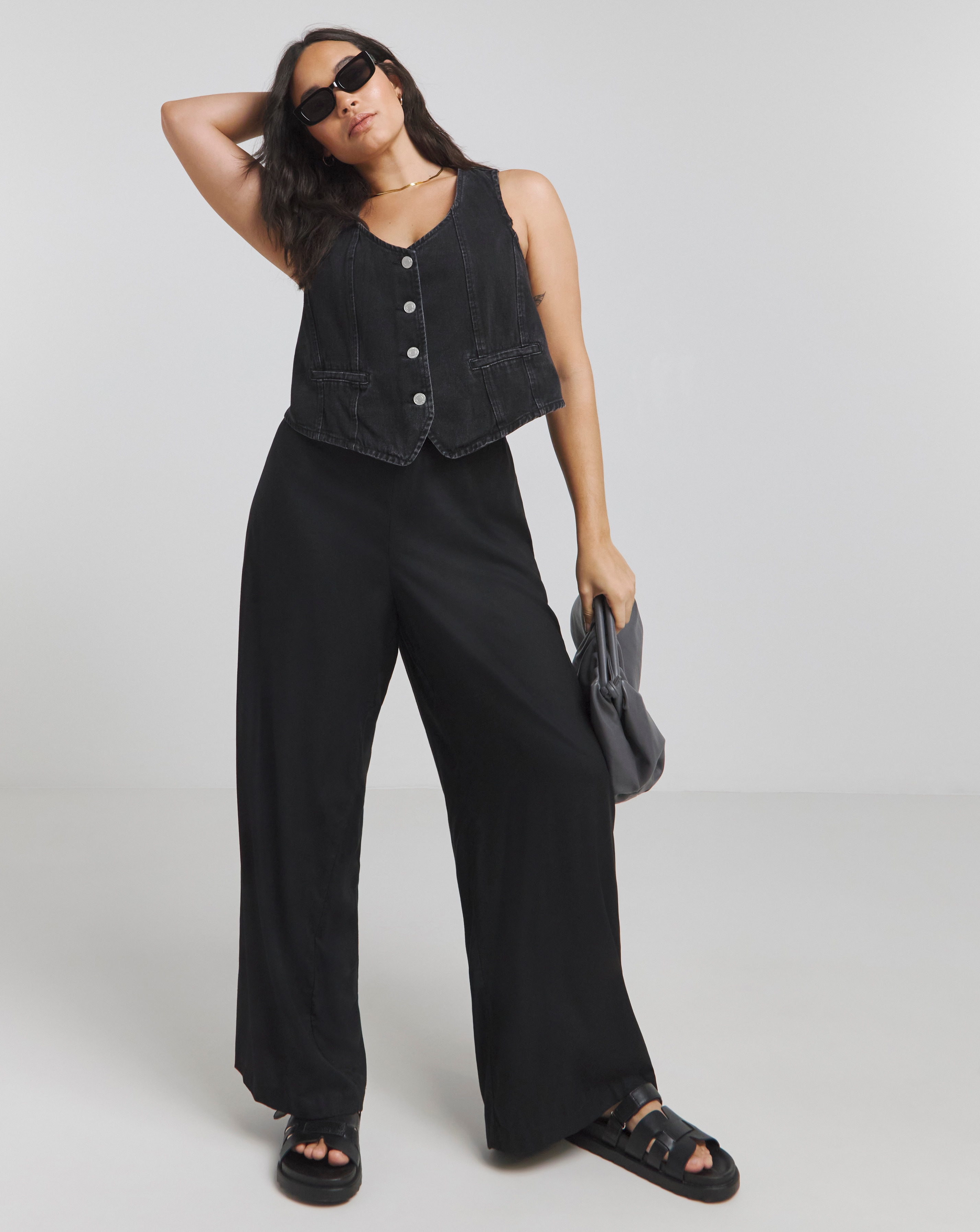 Simply Be Wide Leg Woven Trousers