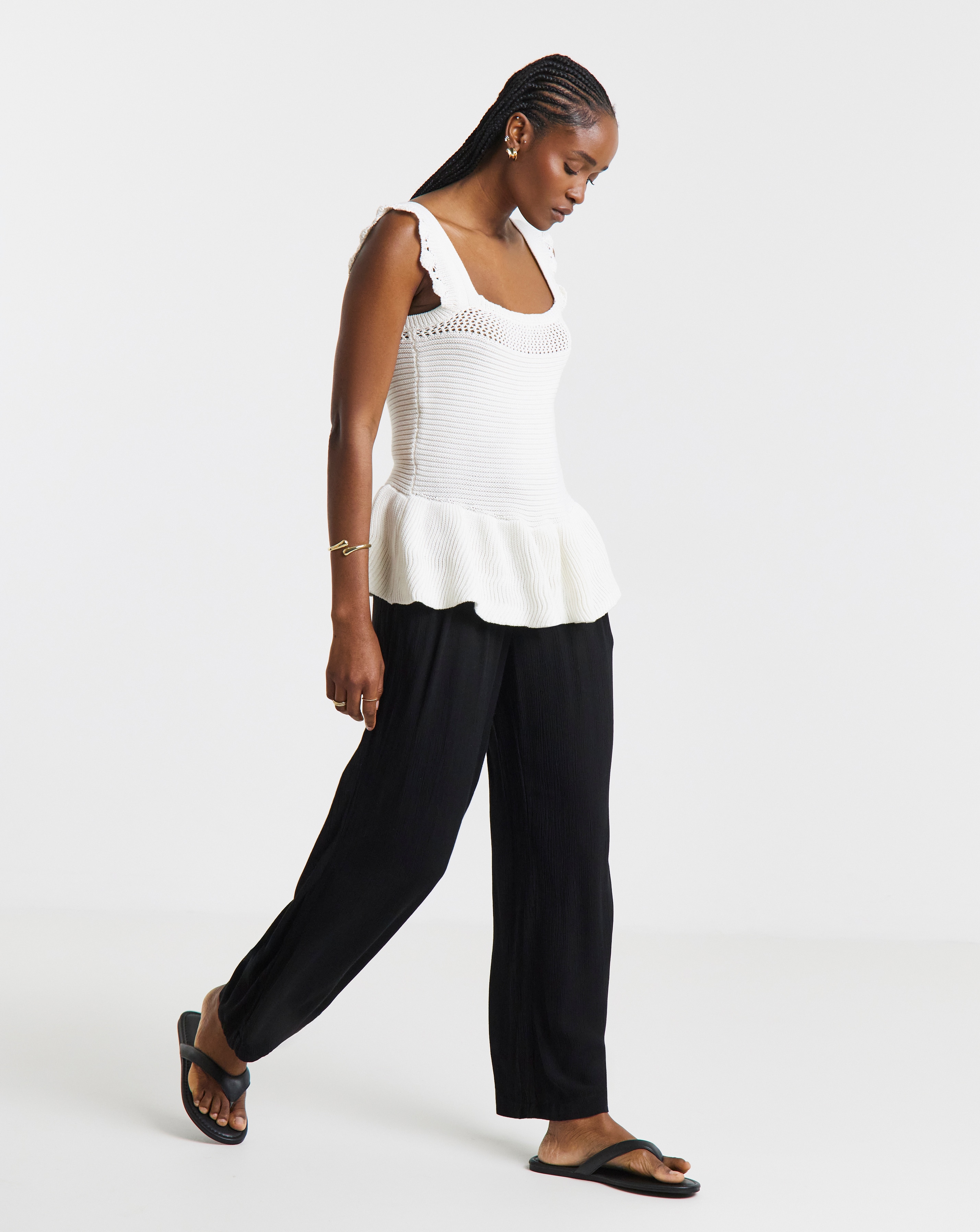 Crinkle Wide Leg Trousers