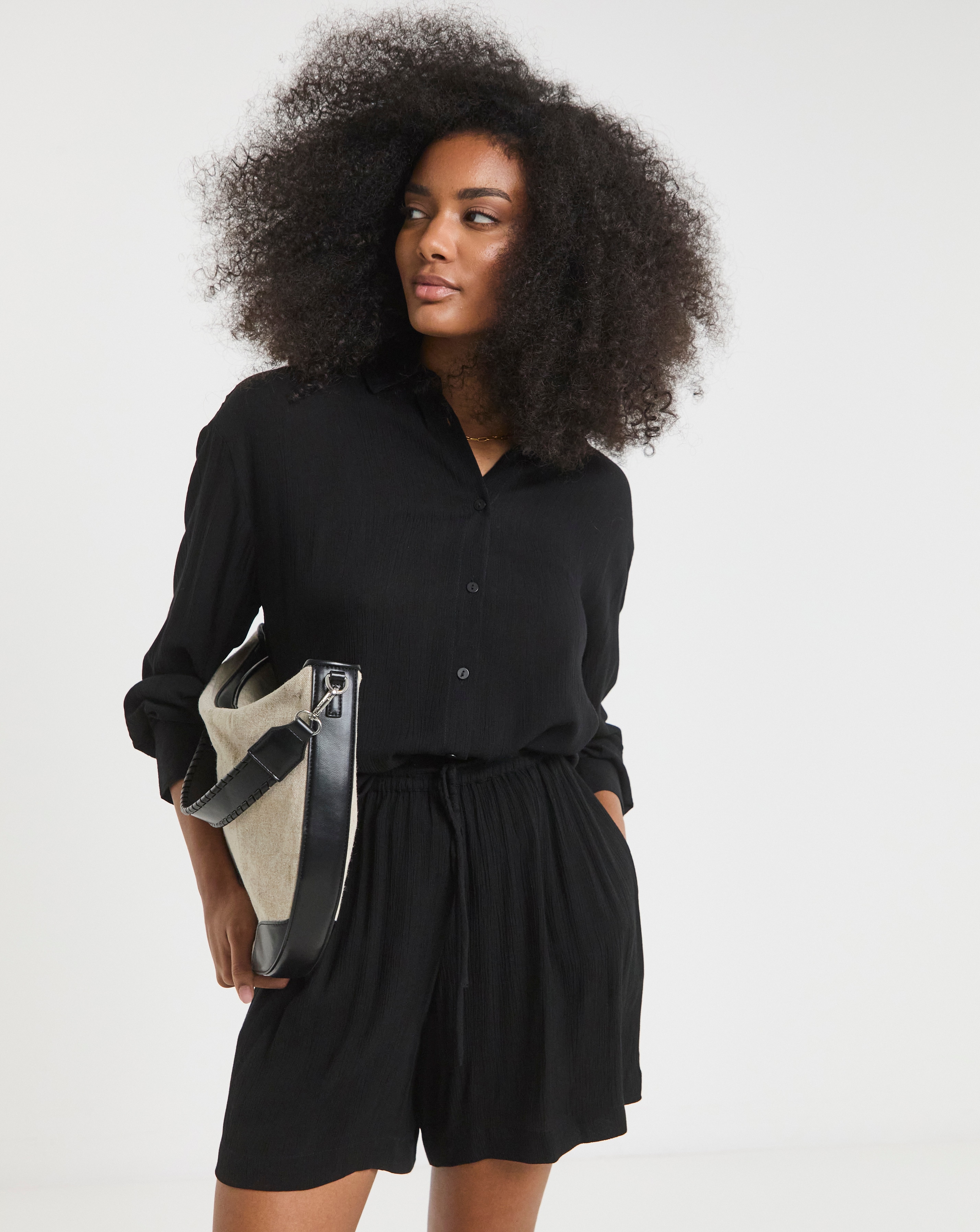 Tie Waist Crinkle Shorts