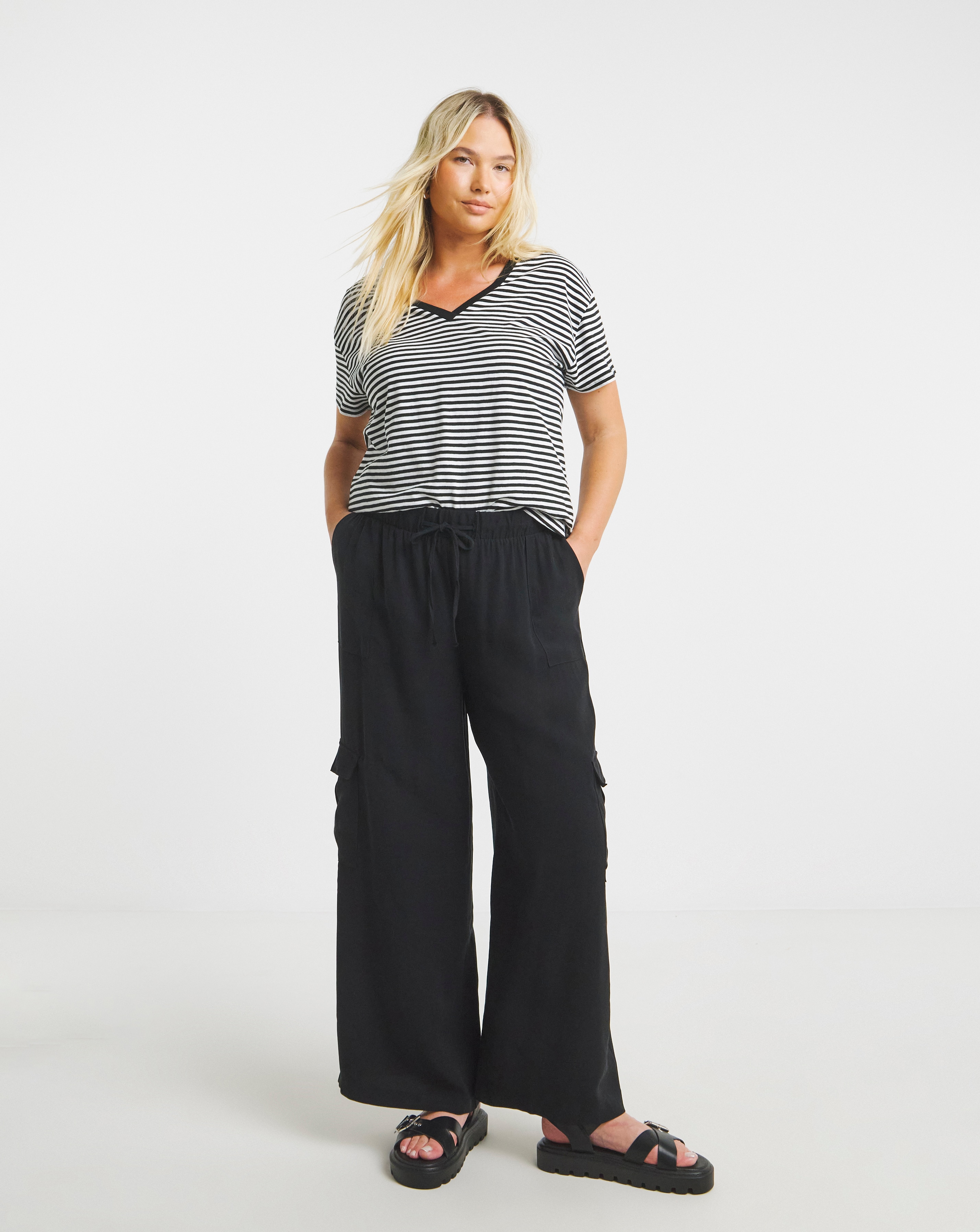 Drawcord Waist Utility Wide Leg Trouser